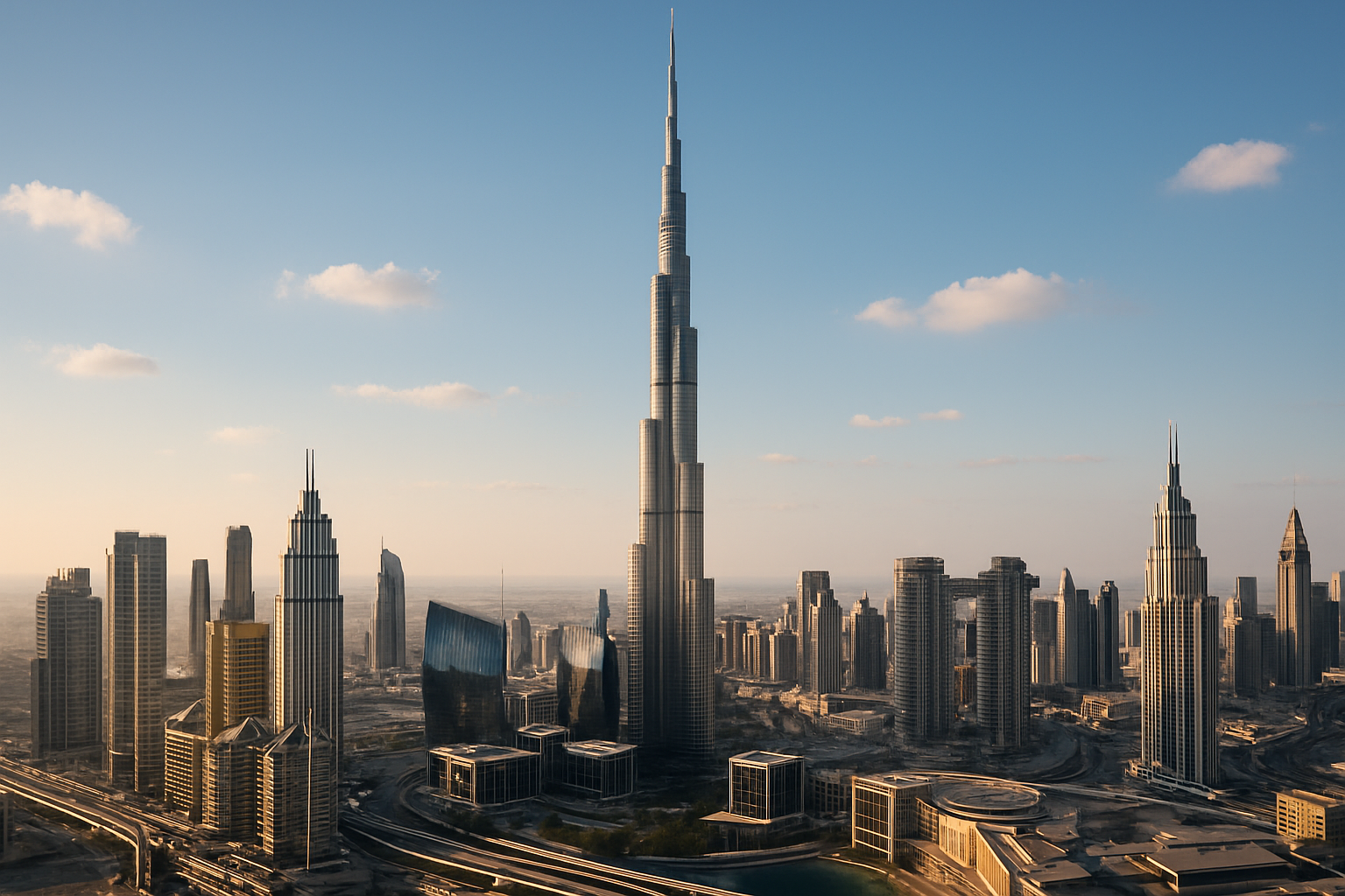 Iconic Burj Khalifa in Dubai skyline